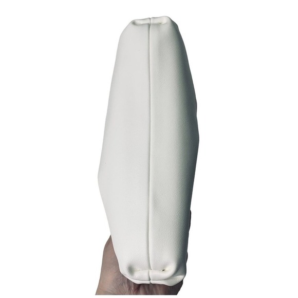 Understated Leather Vegan Crescent Clutch Fringe Handbag Ivory Dustbag NWOT $110 - Picture 9 of 10